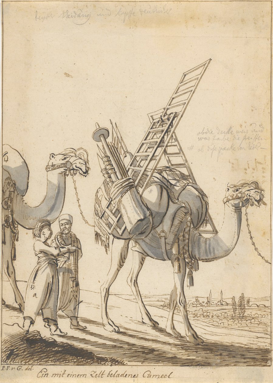 Ein mit einem Zelt beladenes Kamel von Philipp Ferdinand von Gudenus