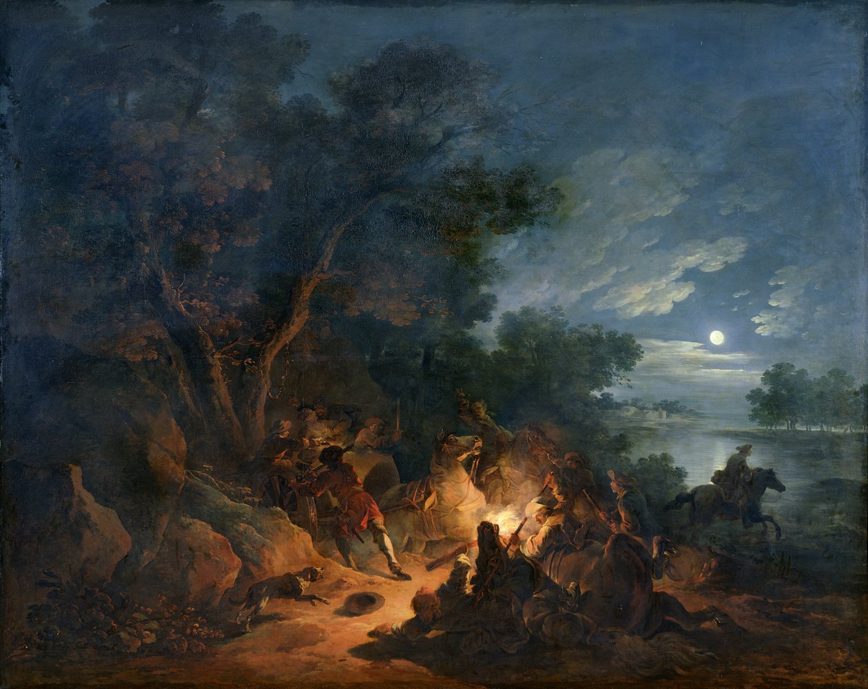 Überfall durch Räuber bei Nacht, um 1770 von Philippe Jacques de Loutherbourg