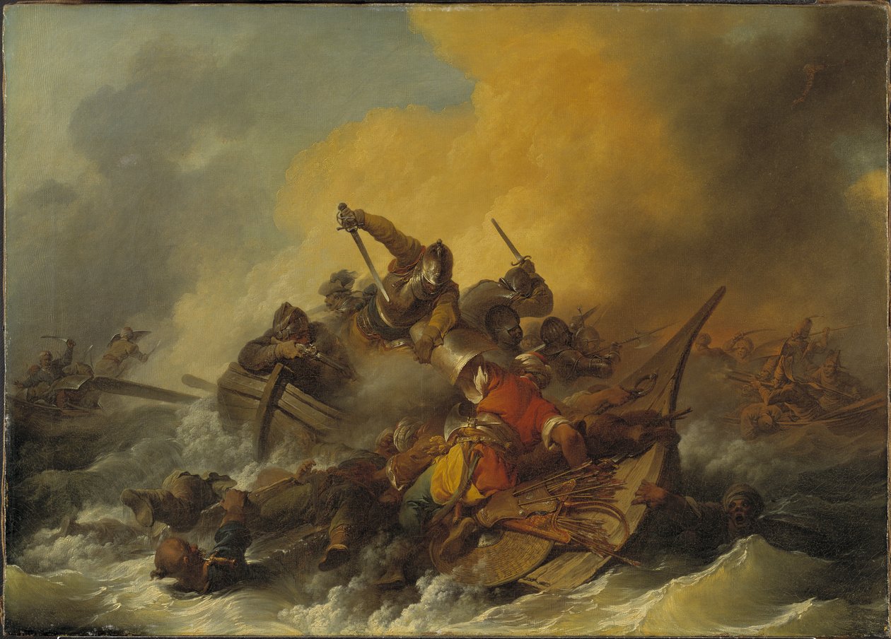 Seeschlacht zwischen Soldaten und orientalischen Piraten von Philippe Jacques de Loutherbourg