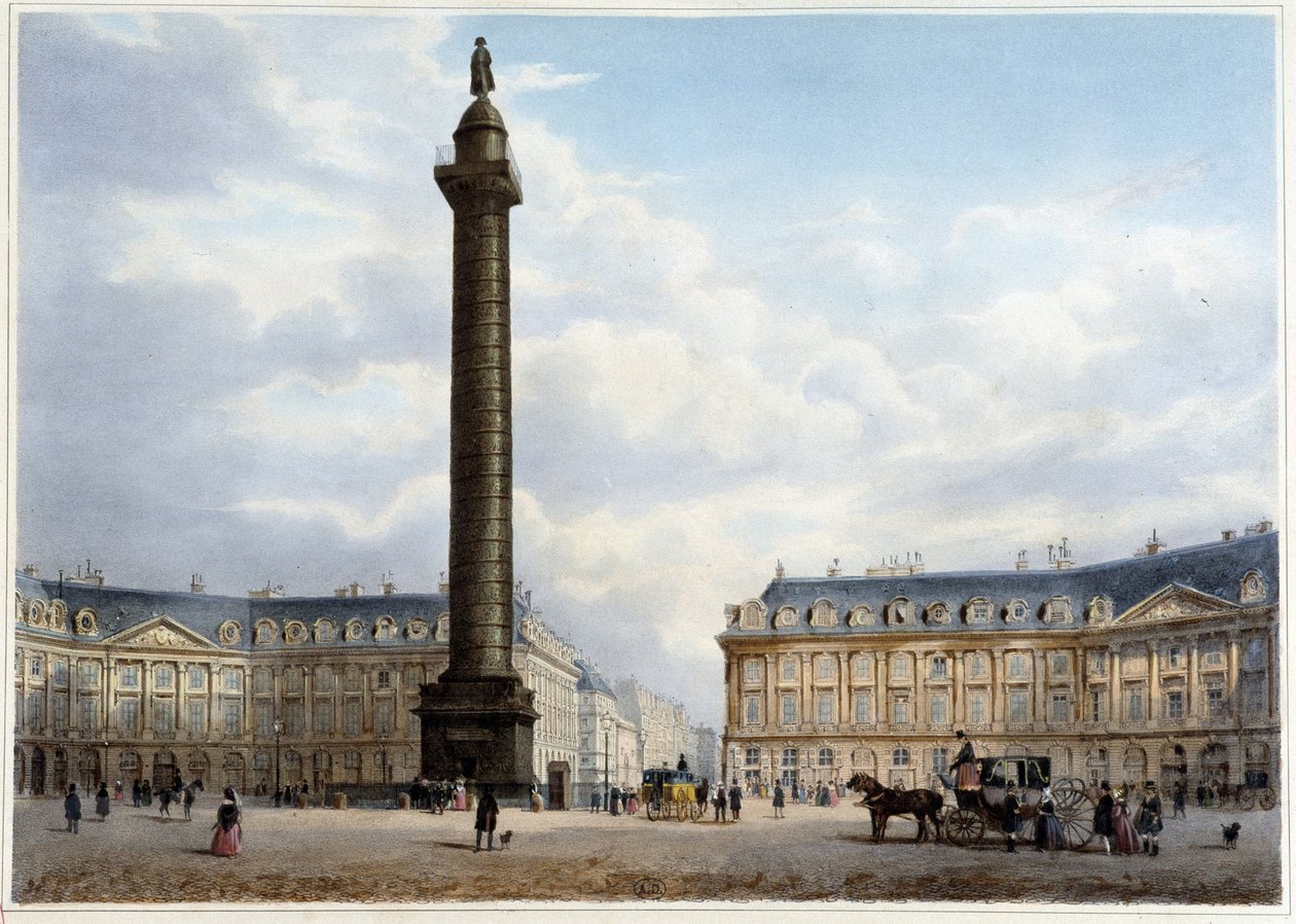 Säule der Place Vendôme - in „Promenade dans Paris et ses environs“, entworfen von Jacottet und Benoist, ca. 1840 von Philippe Benoist