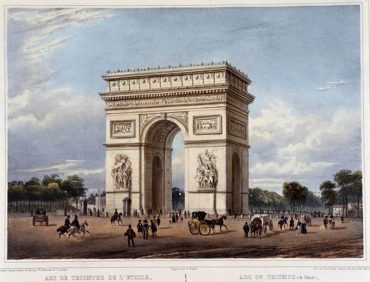 Der Triumphbogen - in Promenade dans Paris et ses environs, entworfen von Jacottet und Benoist, ca. 1840 von Philippe Benoist