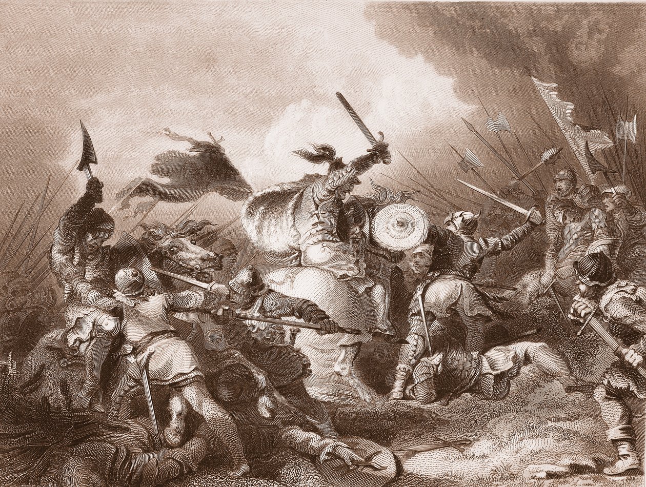 Die Schlacht von Hastings, graviert von A.H. Payne von Philippe Jacques de Loutherbourg