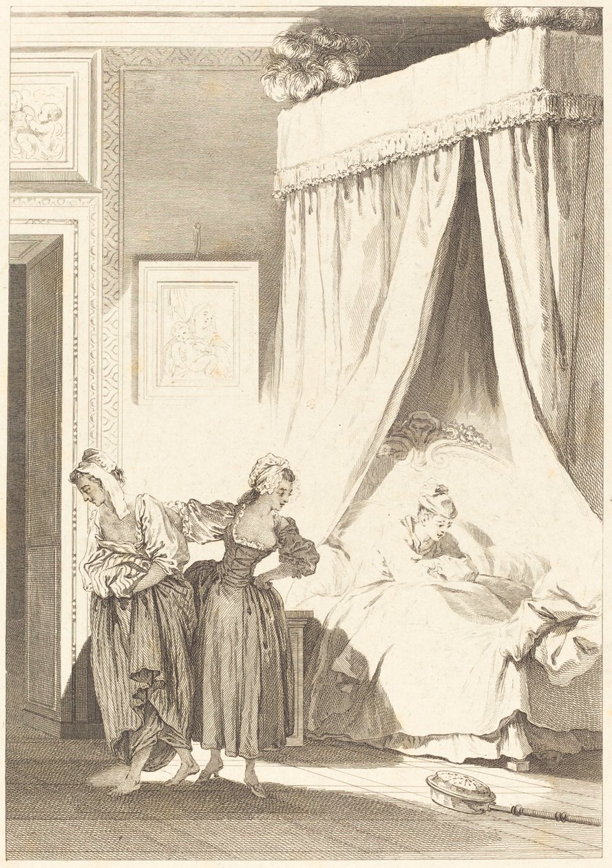 Die Wette der drei Klatschbasen: Die Dienerin von Philippe Triere and Antoine Jean Duclos after Jean Honoré Fragonard