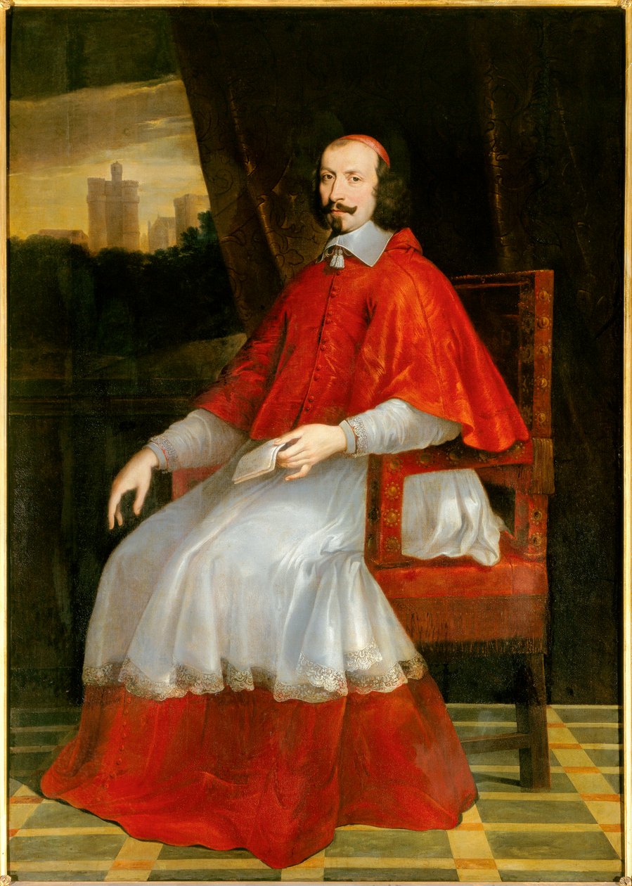 Ganzkörperporträt von Kardinal Jules Mazarin (Giulio Raimondo Mazzarino oder Mazarino) (1602-1661) von Philippe de Champaigne