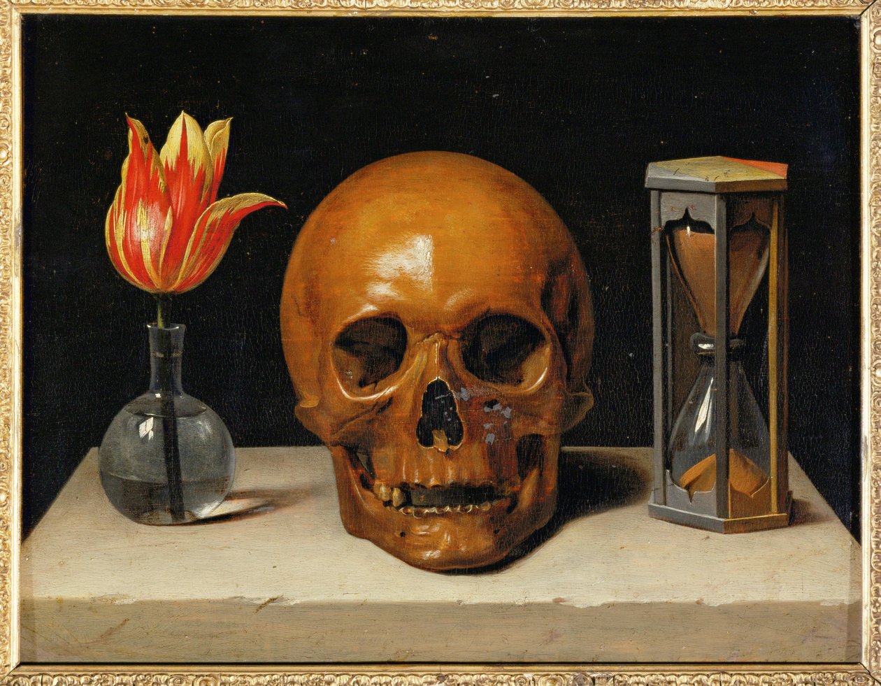 Vanitas, Allegorie der vergänglichen Zeit mit Schädel und Sanduhr von Philippe de Champaigne
