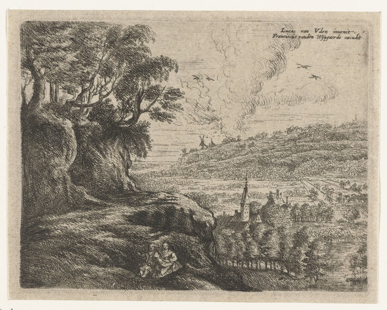 Landschaft mit einem Mann, Frau und Kind von Philips Augustijn Immenraet