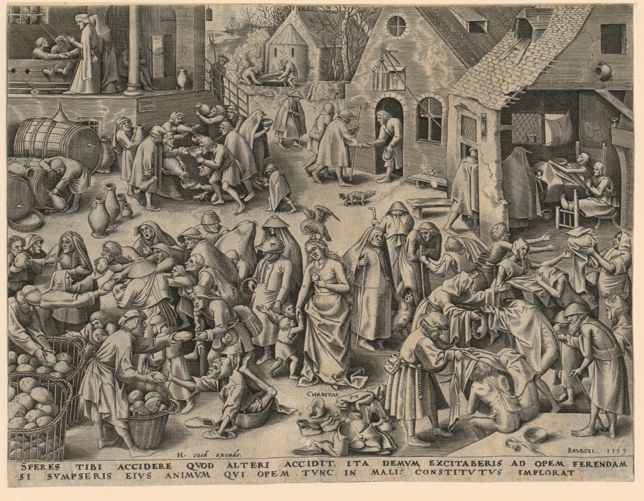 Nächstenliebe, Blatt 3 der Folge "Die sieben Tugenden" von Philips Galle