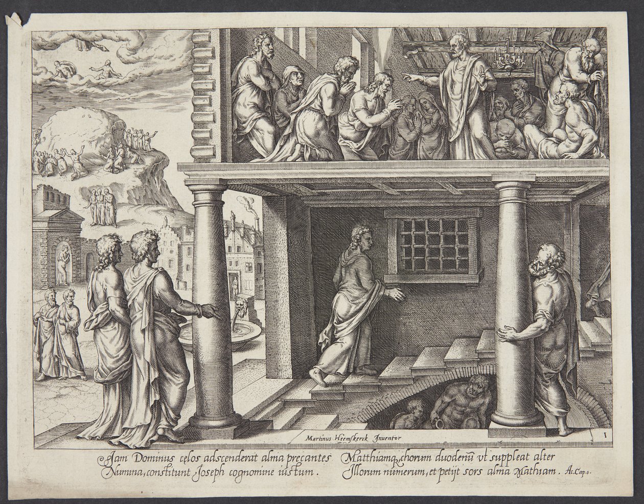 Die Rückkehr der Apostel vom Ölberg und die Wahl des Matthias zum Apostel von Philips Galle