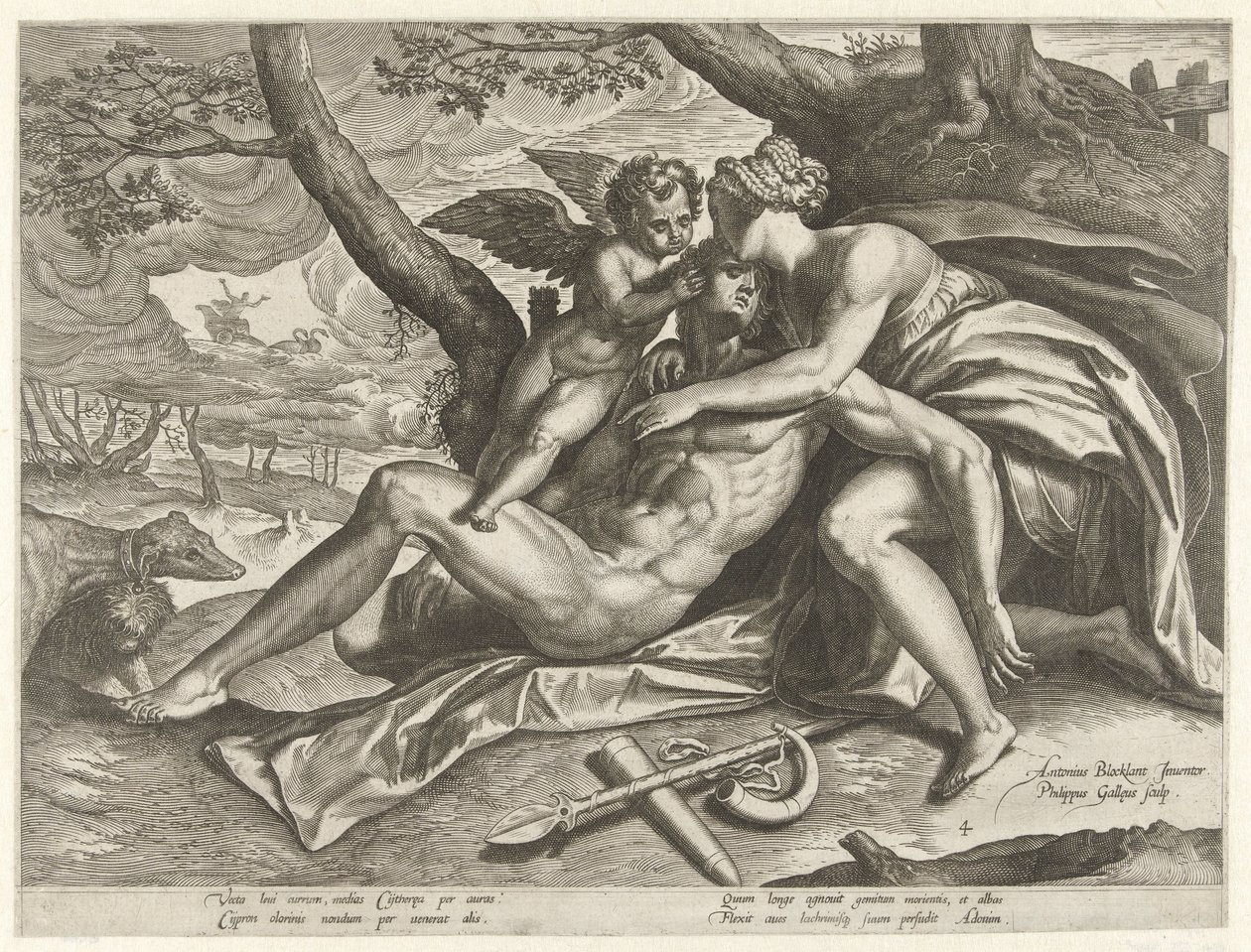 Venus trauert um den Tod von Adonis von Philips Galle
