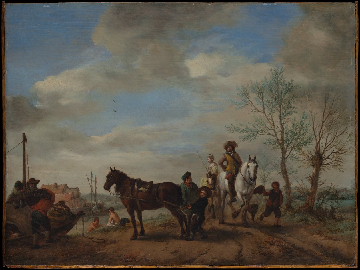 Ein Mann und eine Frau zu Pferd von Philips Wouwerman