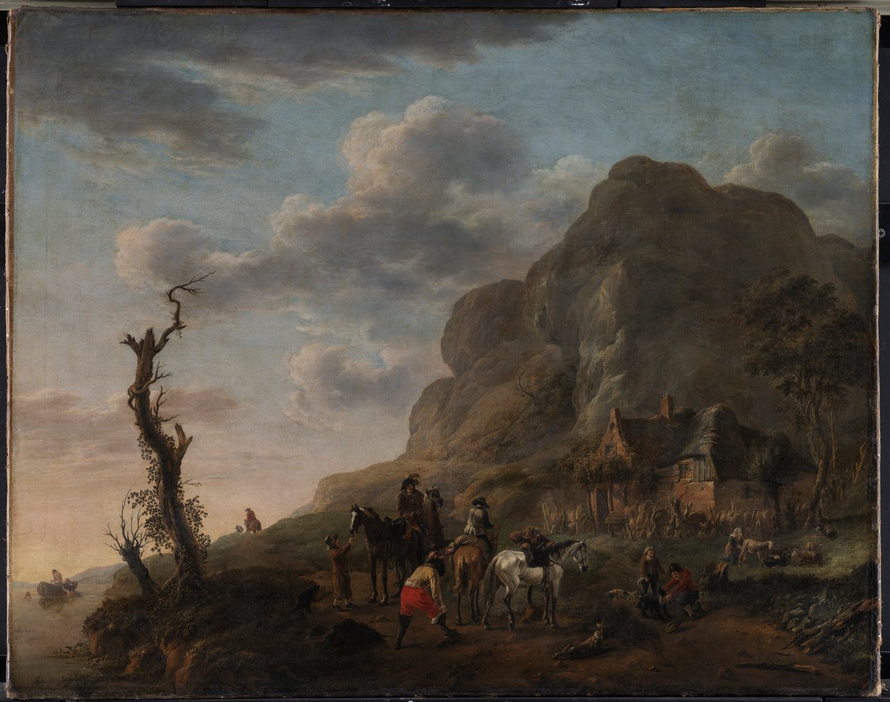 Landschaft mit Reitern in Ruhe von Philips Wouwerman