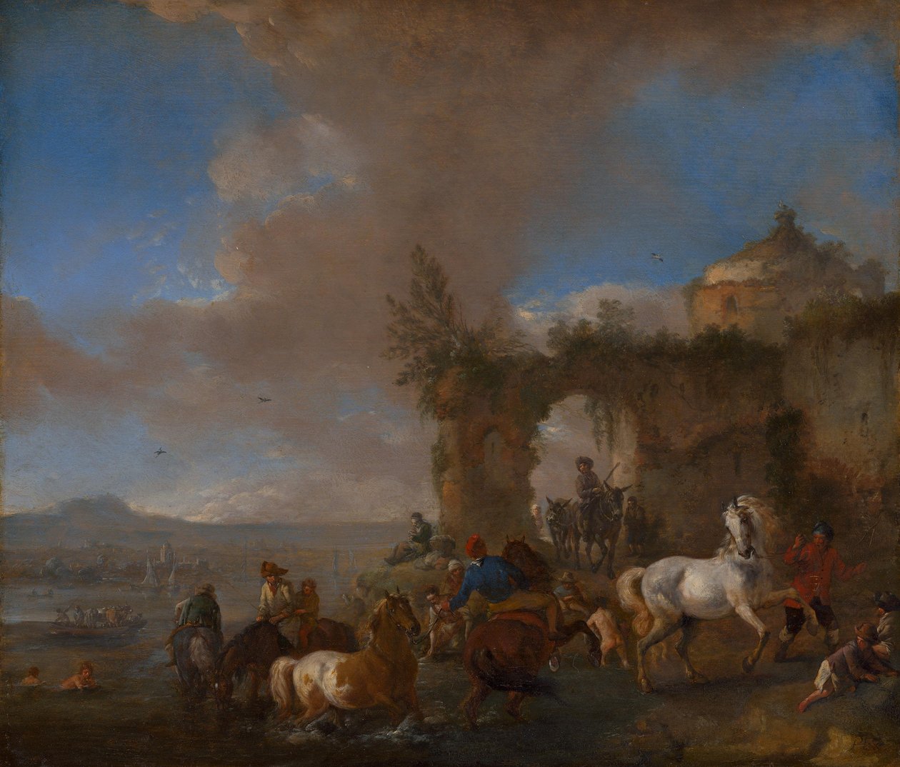 Pferdeschwemme von Philips Wouwerman
