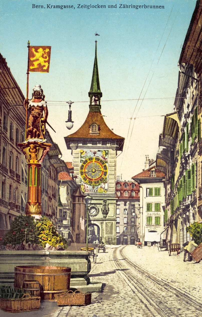 Der Zytglogge-Uhrturm und der Zähringerbrunnen, Kramgasse, Bern, Schweiz von Photographer Swiss