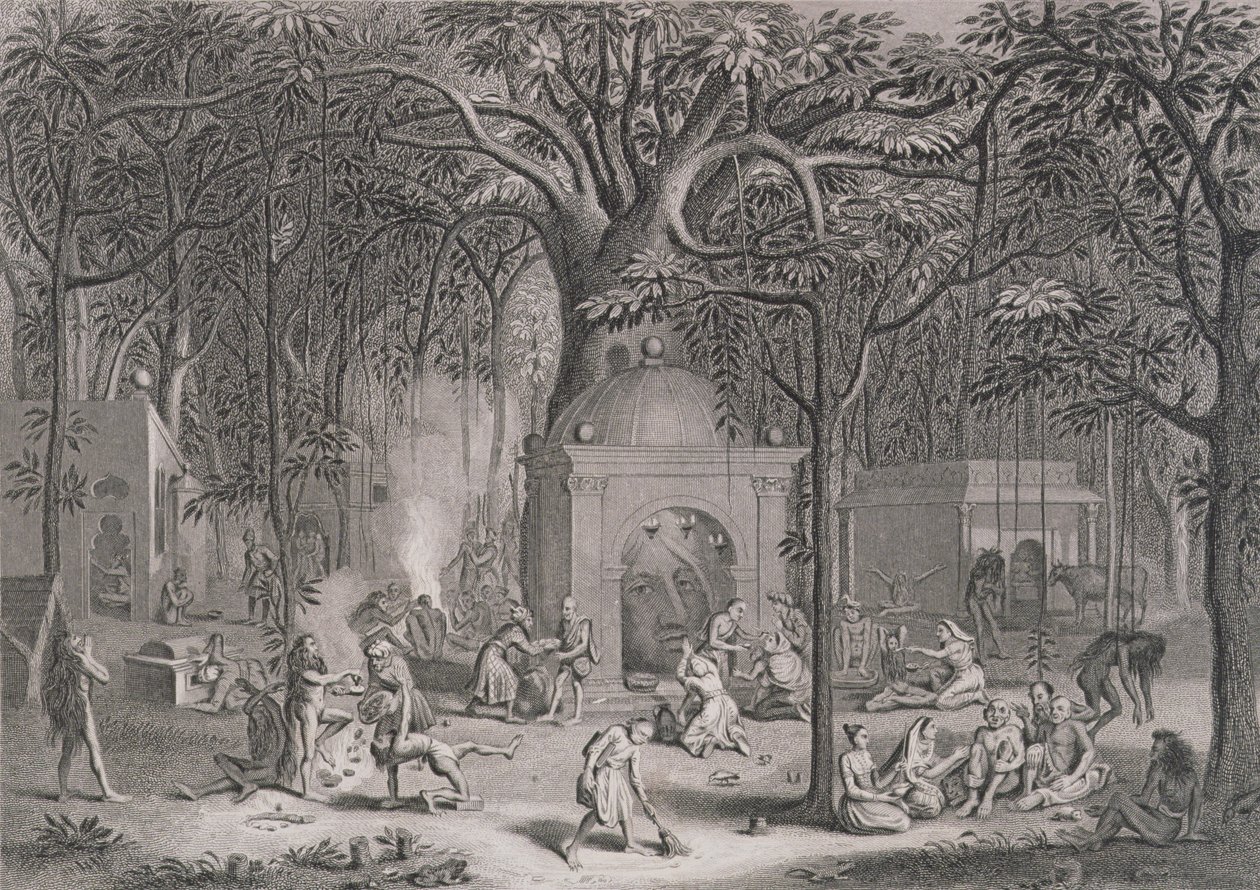 Hindu-Fakire, die ihre abergläubischen Riten praktizieren, graviert von Bell, aus Weltreligion, veröffentlicht von A. Fullarton & Co. von Picart