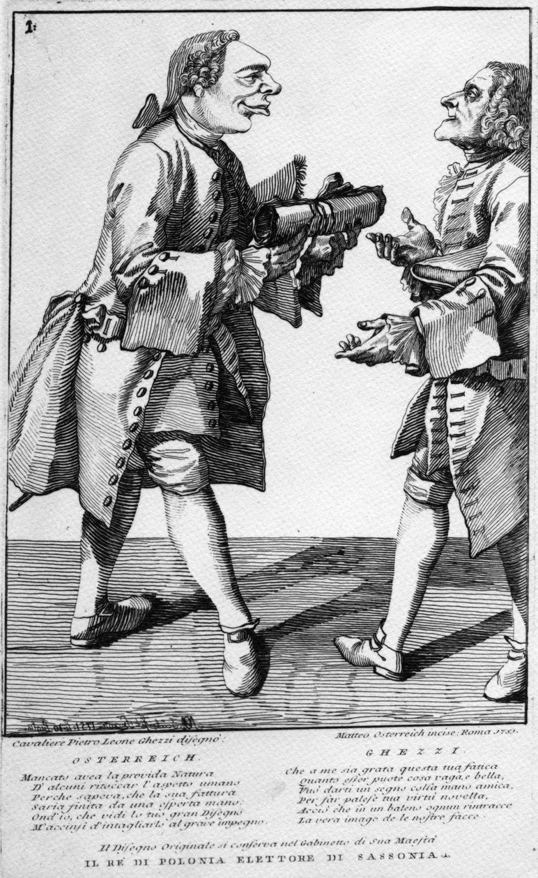 Österreich und der Cavaliere Ghezzi, Druck von Matthias Oesterreich, 1751 von Pier Leone Ghezzi