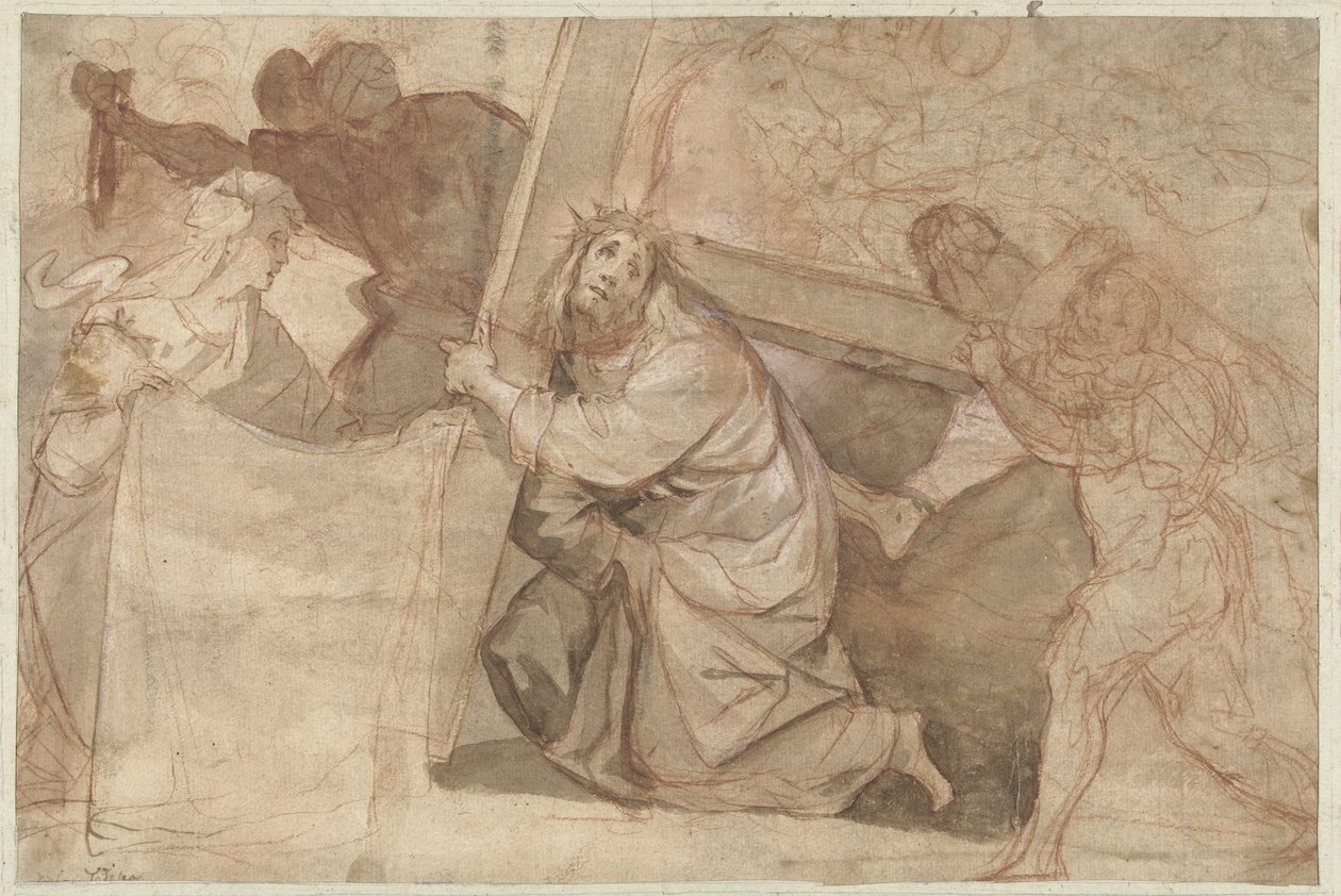 Christus fällt unter dem Kreuz von Pier Francesco Morazzone (circle of)