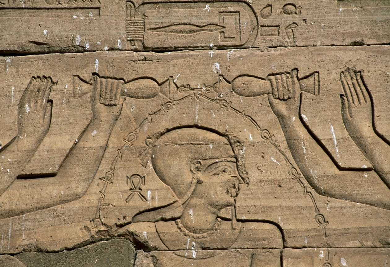 Basrelief, Tempel von Kalabsha (auch Tempel von Mandulis), Assuan, erbaut ca. 30 v. Chr., ägyptische Zivilisation von Blaise Nicolas Le Sueur