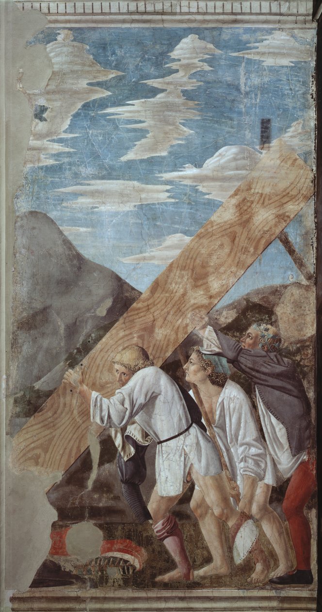 Begräbnis des Holzes, aus dem Zyklus des Wahren Kreuzes, vollendet 1464 von Piero della Francesca