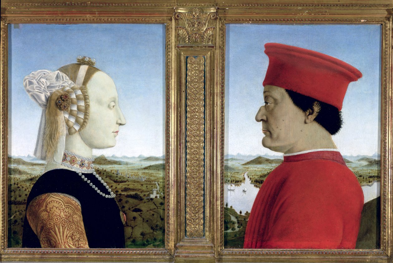 Porträts von Herzog Federico da Montefeltro (1422-82) und Battista Sforza, ca. 1465 von Piero della Francesca