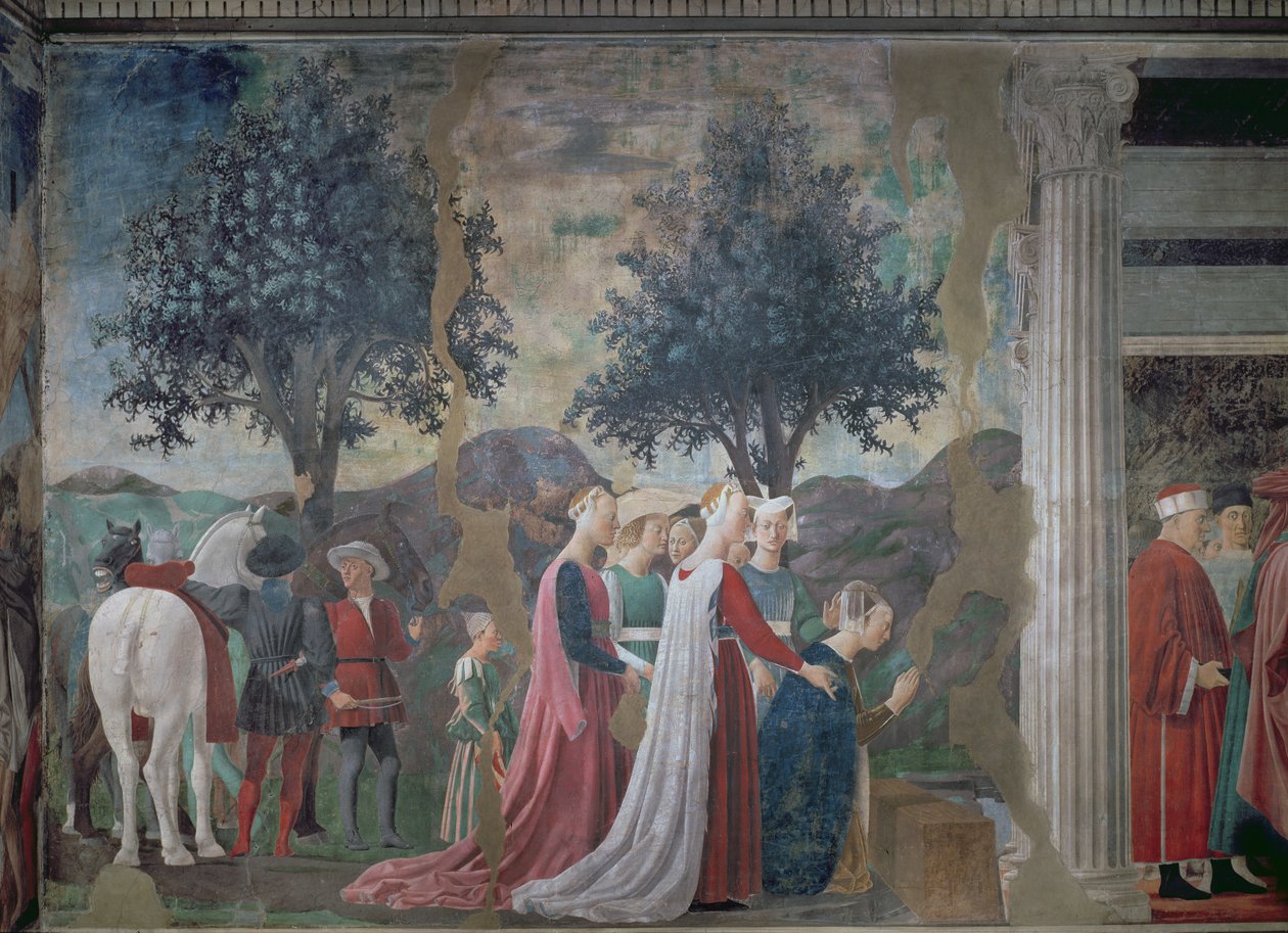 Die Entdeckung des Holzes des Wahren Kreuzes, aus dem Zyklus der Legende des Wahren Kreuzes, vollendet 1464 (Detail) von Piero della Francesca