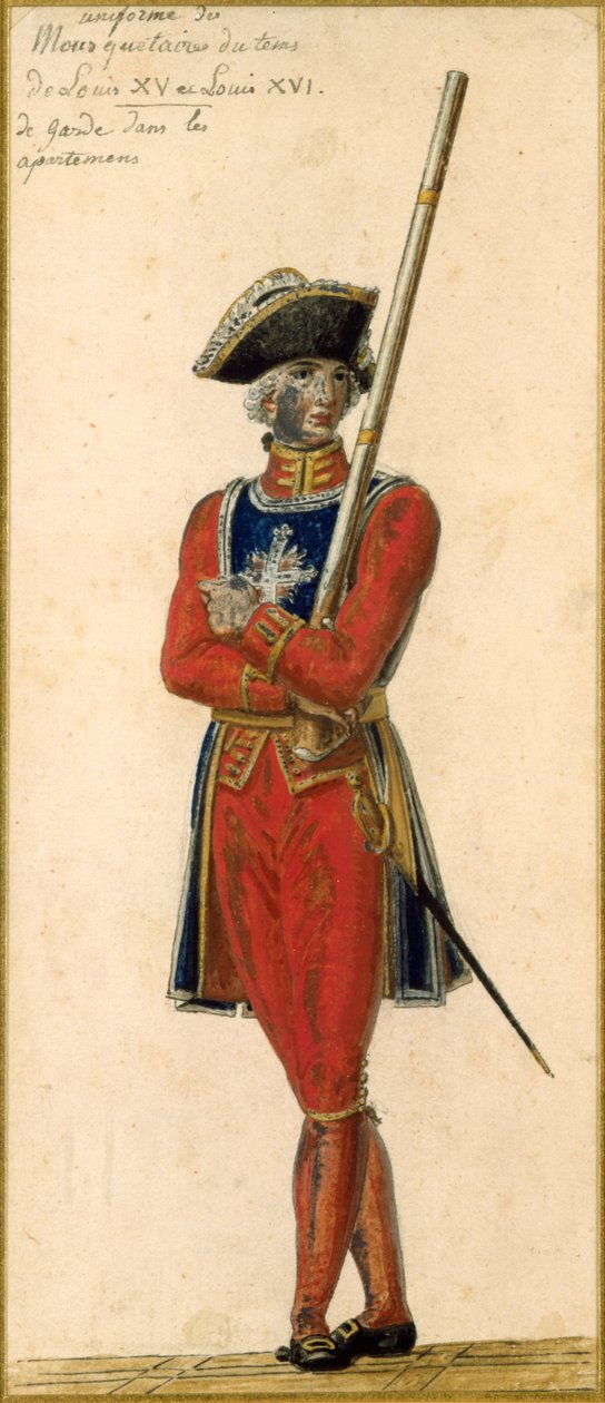 Musketier aus der Zeit von Louis XV (1715-74) und Louis XVI (1754-93) von Pierre Antoine Lesueur