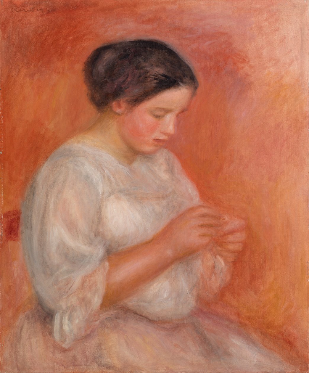 Frau beim Nähen von Pierre-Auguste Renoir
