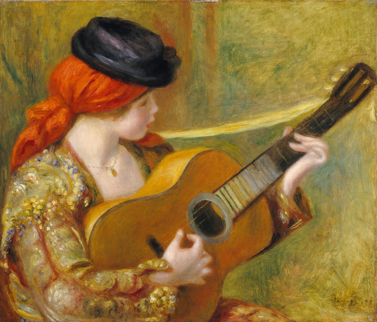 Junge spanische Frau mit Gitarre, 1898 von Pierre Auguste Renoir