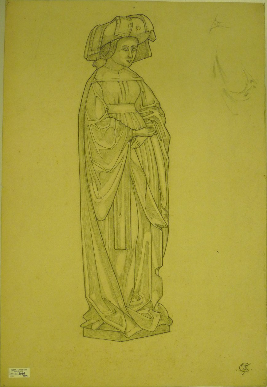 Zeichnung nach einem der Trauernden vom Grabmal der Isabella von Bourbon von Pierre Cuypers