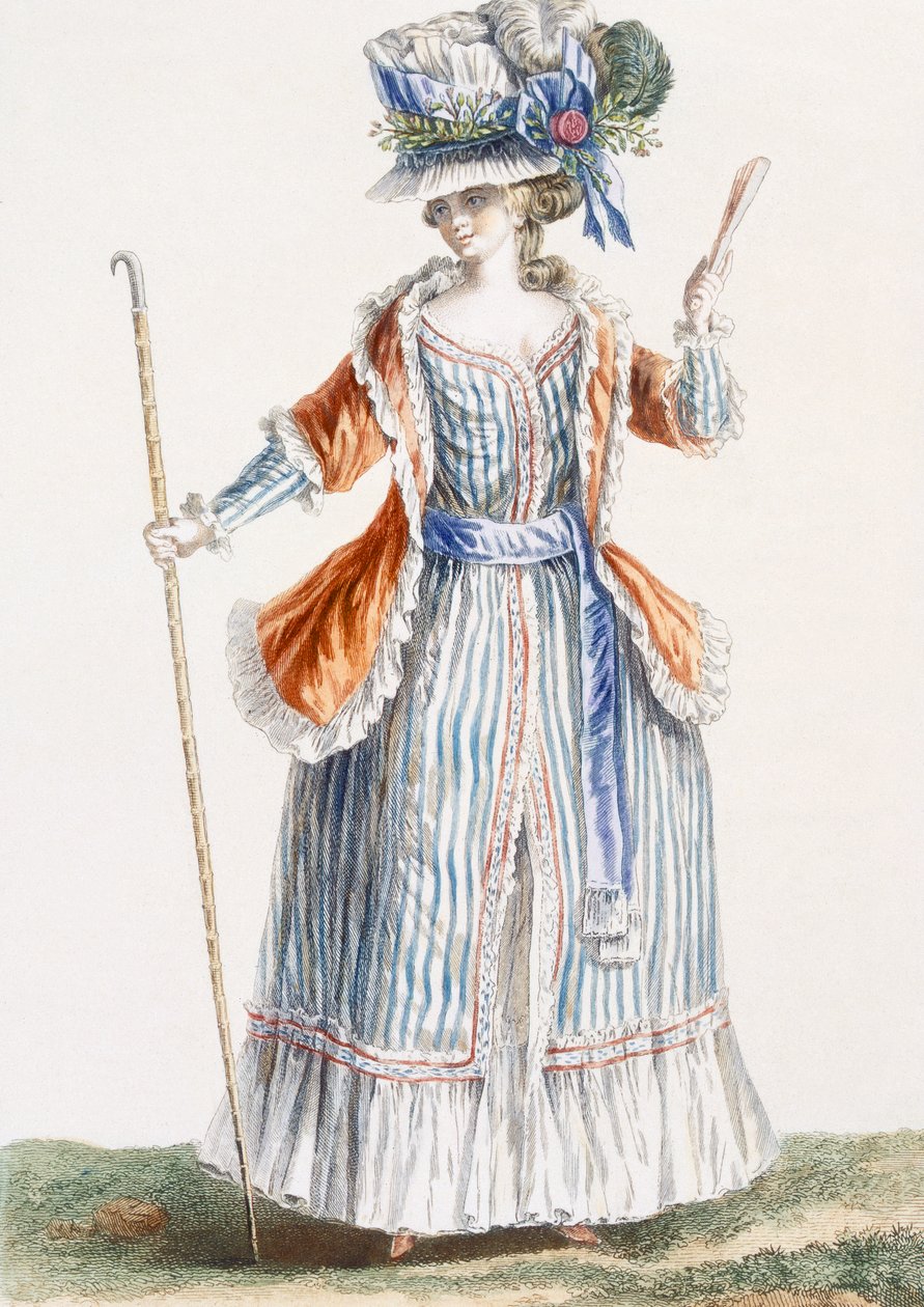 Damenkleid im Schäferstil, graviert von Patas, Illustration aus 