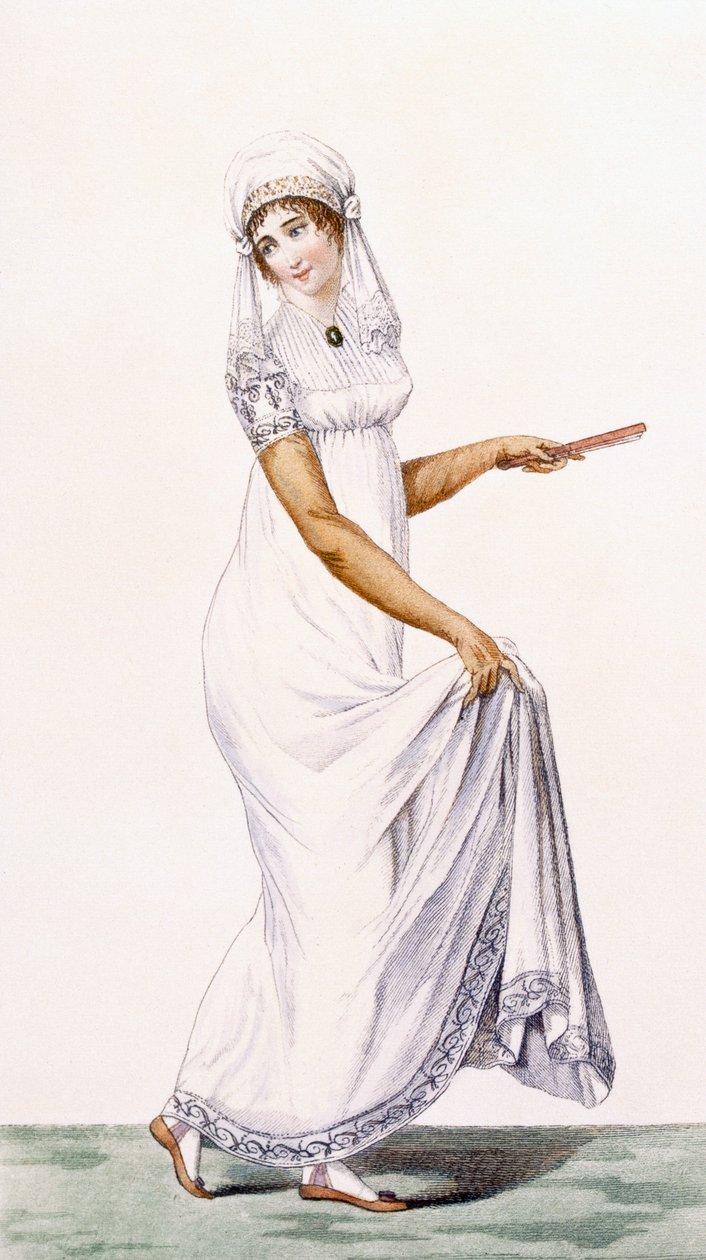 Einfaches weißes Abendkleid für Damen, Illustration aus 