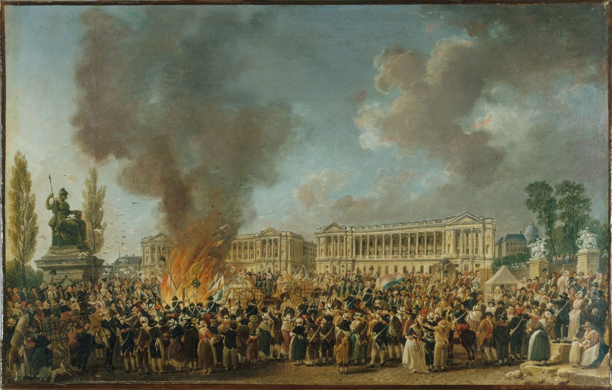 Das Fest der Einheit und der Wiedervereinigung, auf dem Platz der Revolution, um 1793 von Pierre Antoine Demachy