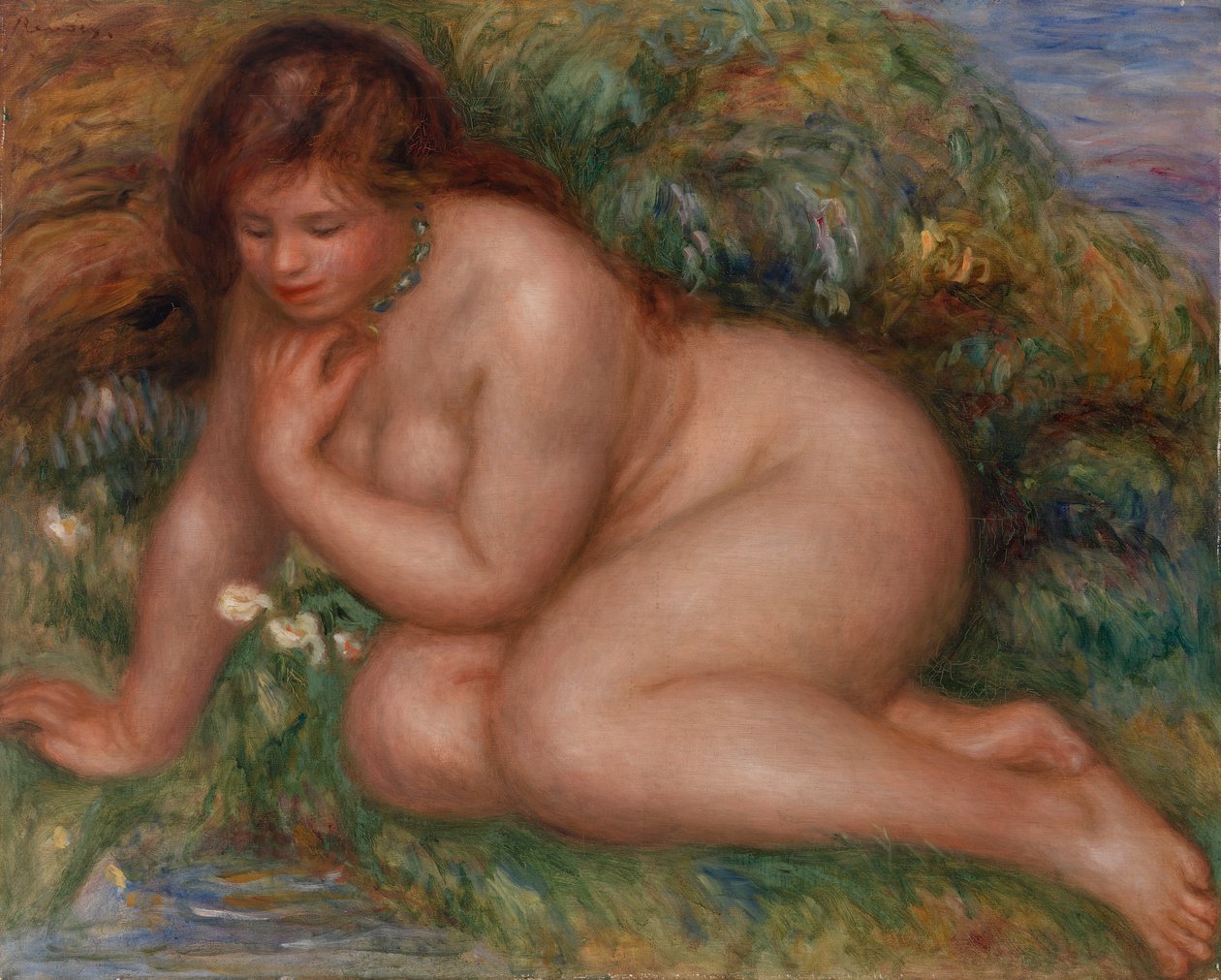 Badende, die sich im Wasser betrachtet von Pierre-Auguste Renoir