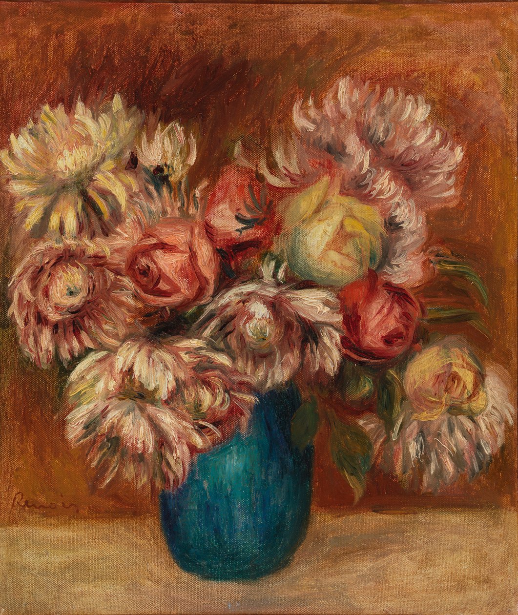 Blumen in einer grünen Vase von Pierre-Auguste Renoir