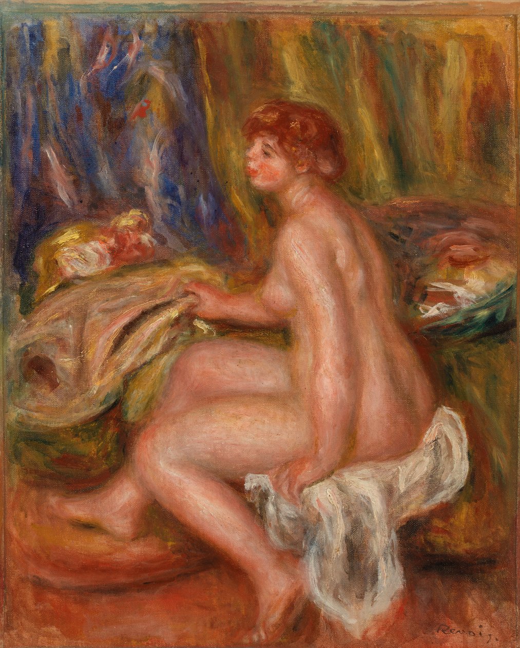 Sitzender weiblicher Akt, Profilansicht von Pierre-Auguste Renoir