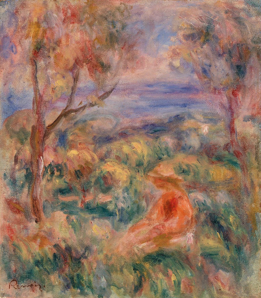 Sitzende Frau mit Meer im Hintergrund von Pierre-Auguste Renoir