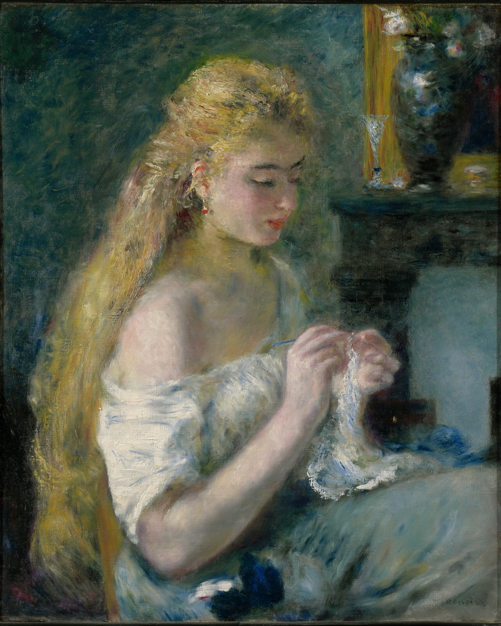 Häkelnde Frau von Pierre-Auguste Renoir
