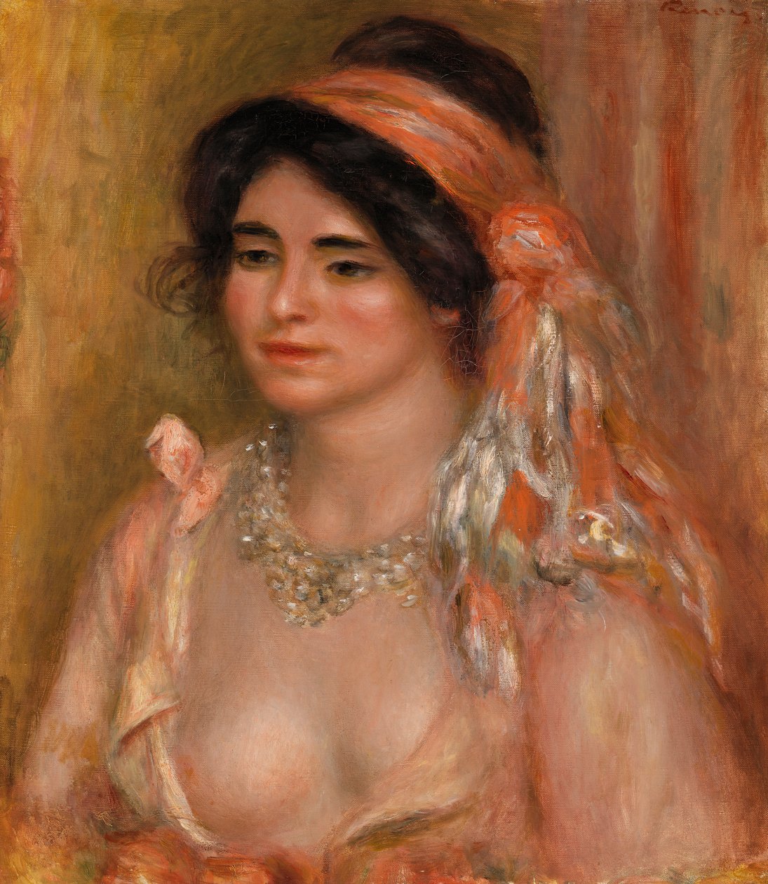 Frau mit schwarzem Haar (Junge Frau mit schwarzem Haar, Brustbild) von Pierre-Auguste Renoir