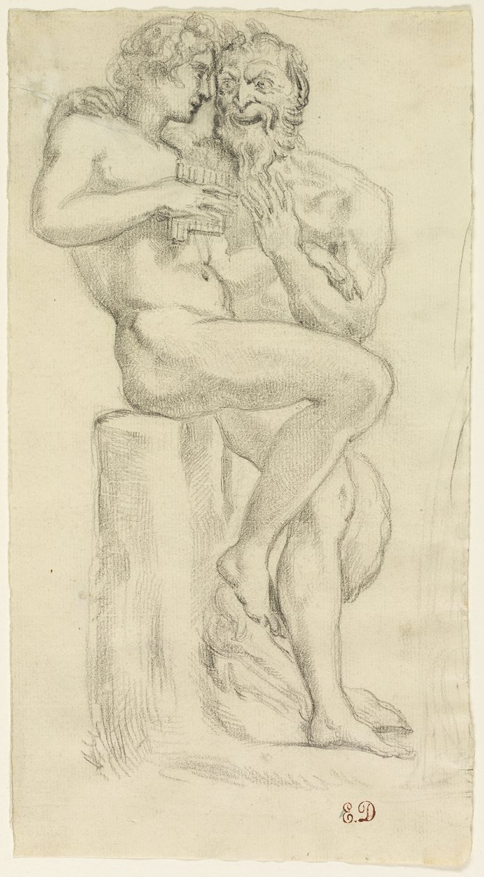 Studie einer nackten Figur und eines Fauns von Pierre Andrieu