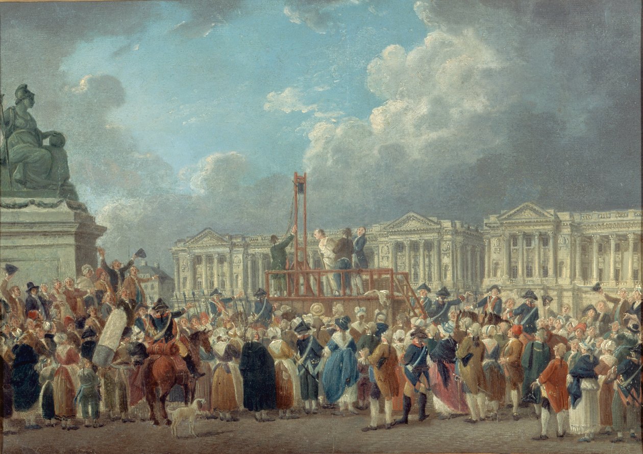 Eine Hinrichtung auf dem Place de la Révolution, ca. 1793 von Pierre Antoine Demachy