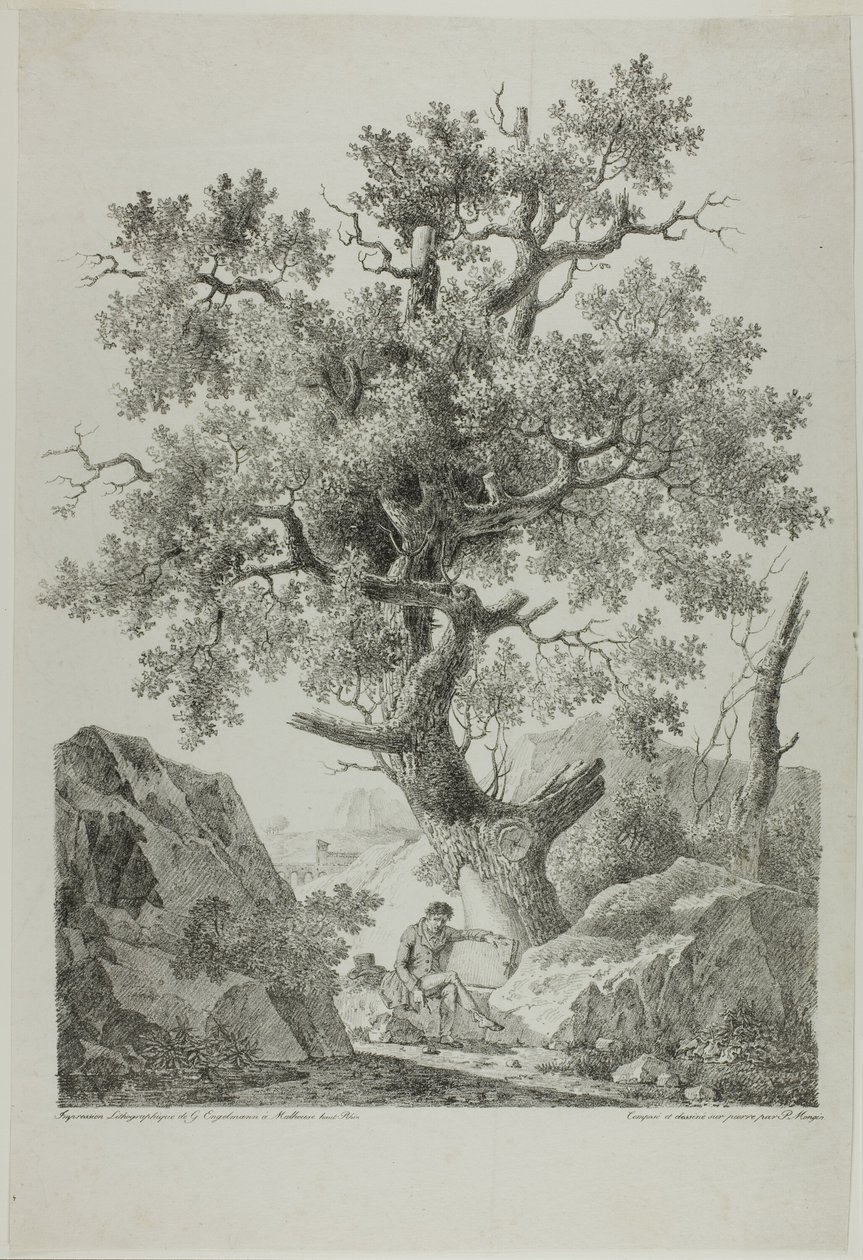 Künstler in einer felsigen Landschaft von Pierre Antoine Mongin