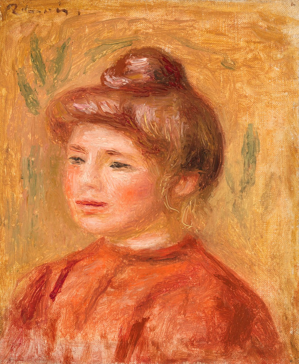 Büste einer Frau in Rot von Pierre Auguste Renoir