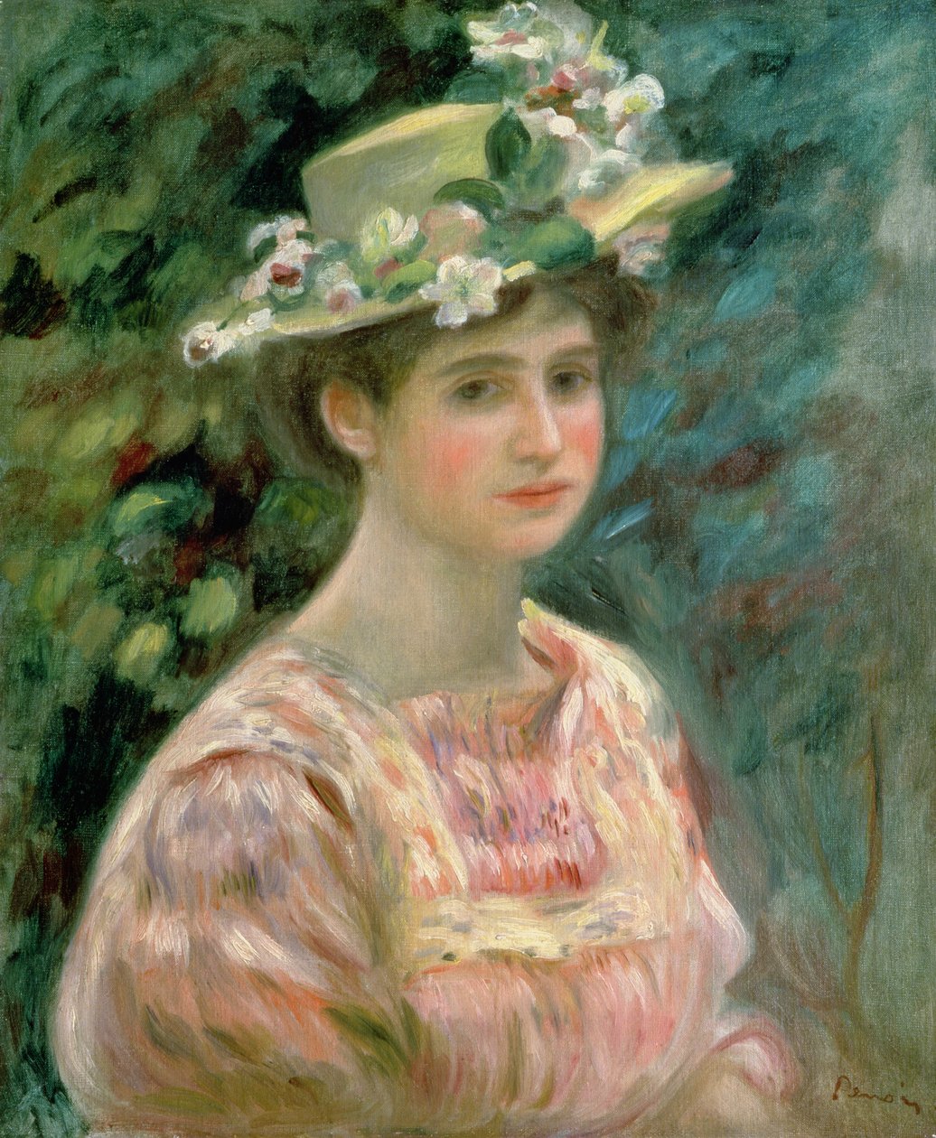 Mädchen mit Eglantinen auf ihrem Hut, ca. 1896 von Pierre Auguste Renoir