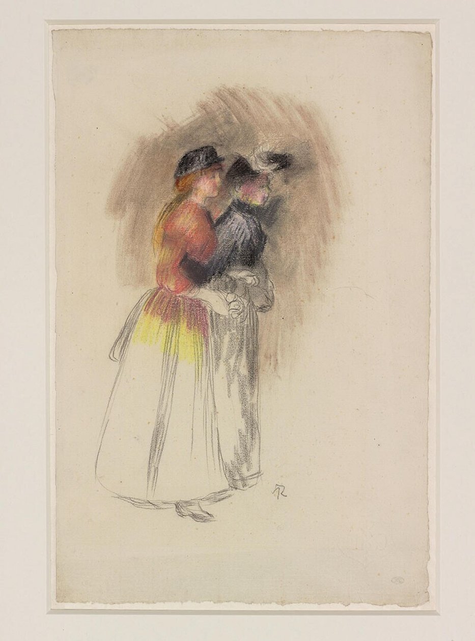 Zwei Frauen gehen nach rechts, um 1890 von Pierre Auguste Renoir