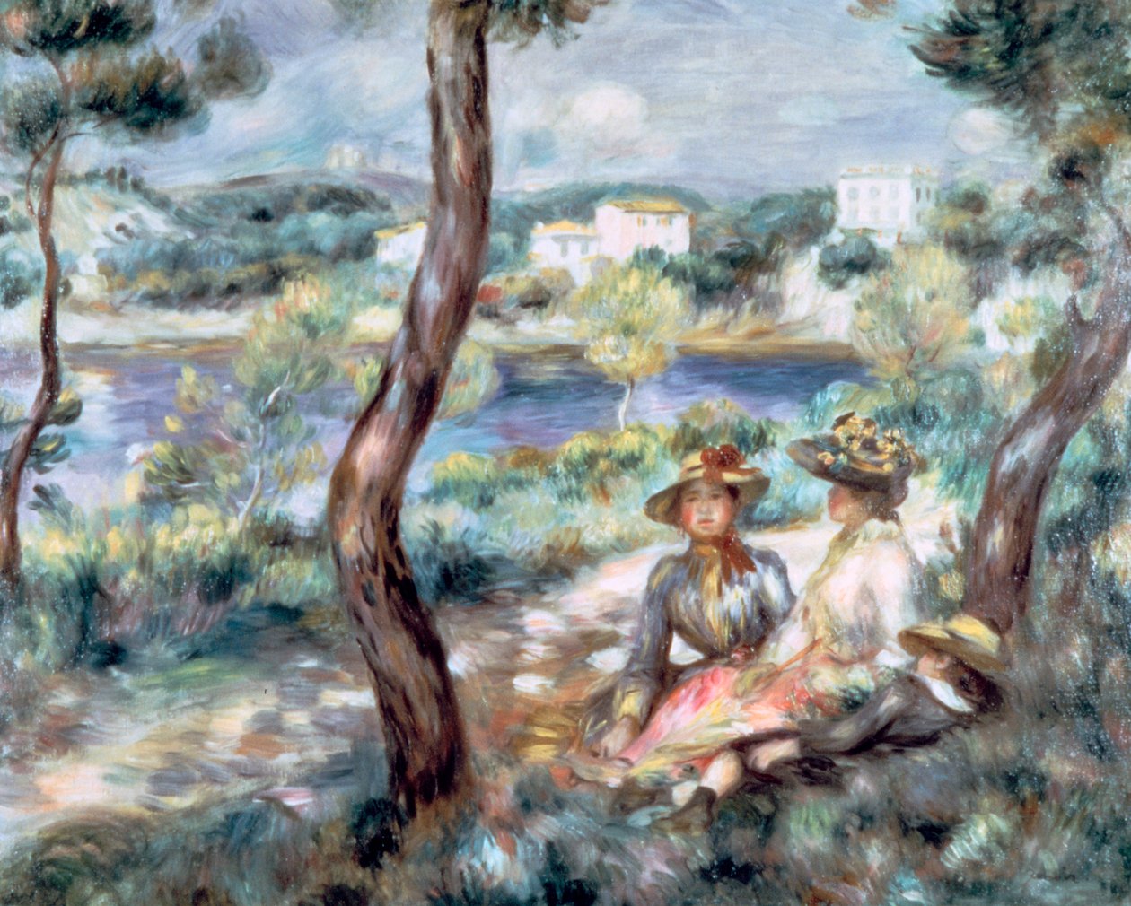 Mädchen und Junge in einer Landschaft, 1893 von Pierre Auguste Renoir