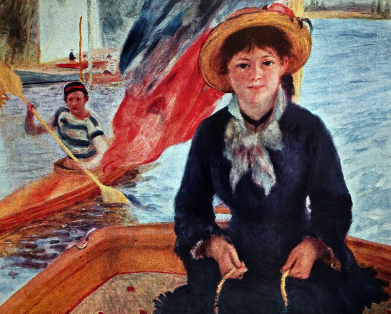 Junge Frau in einem Boot (Lise Trehot) von Pierre Auguste Renoir