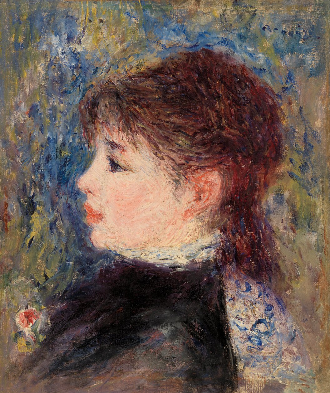 Junge Frau mit Rose von Pierre Auguste Renoir