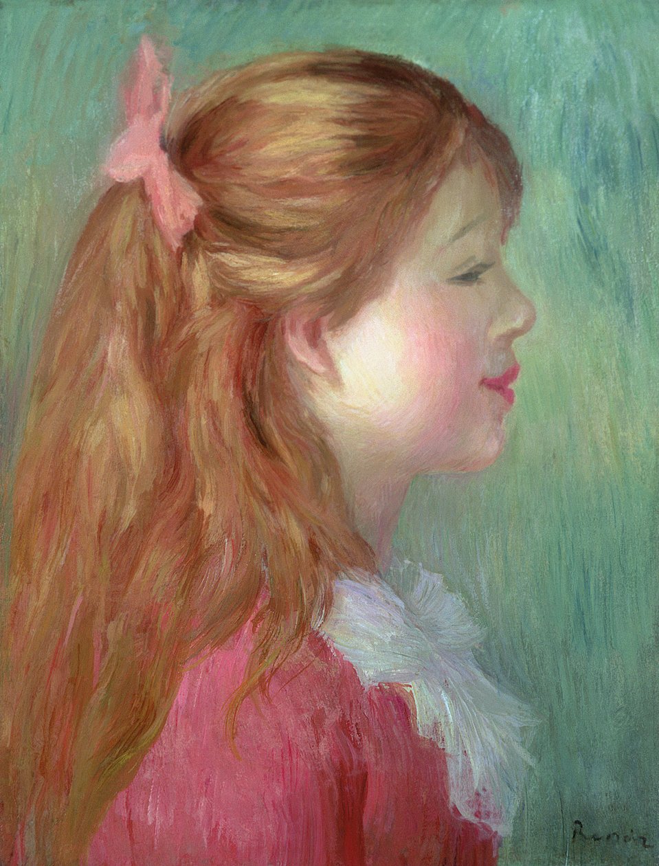 Junges Mädchen mit langen Haaren im Profil, 1890 von Pierre Auguste Renoir