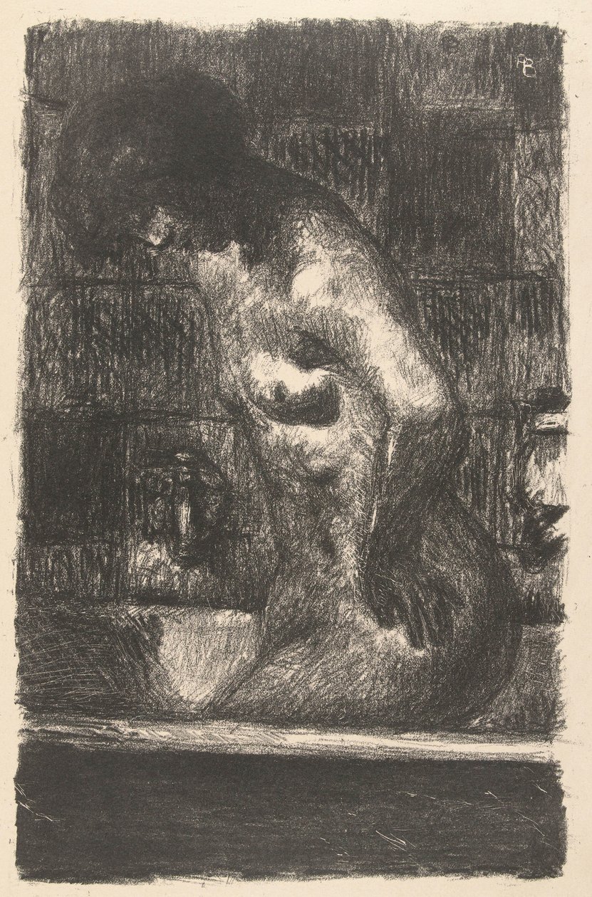 Stehende nackte Frau wäscht sich in der Badewanne von Pierre Bonnard