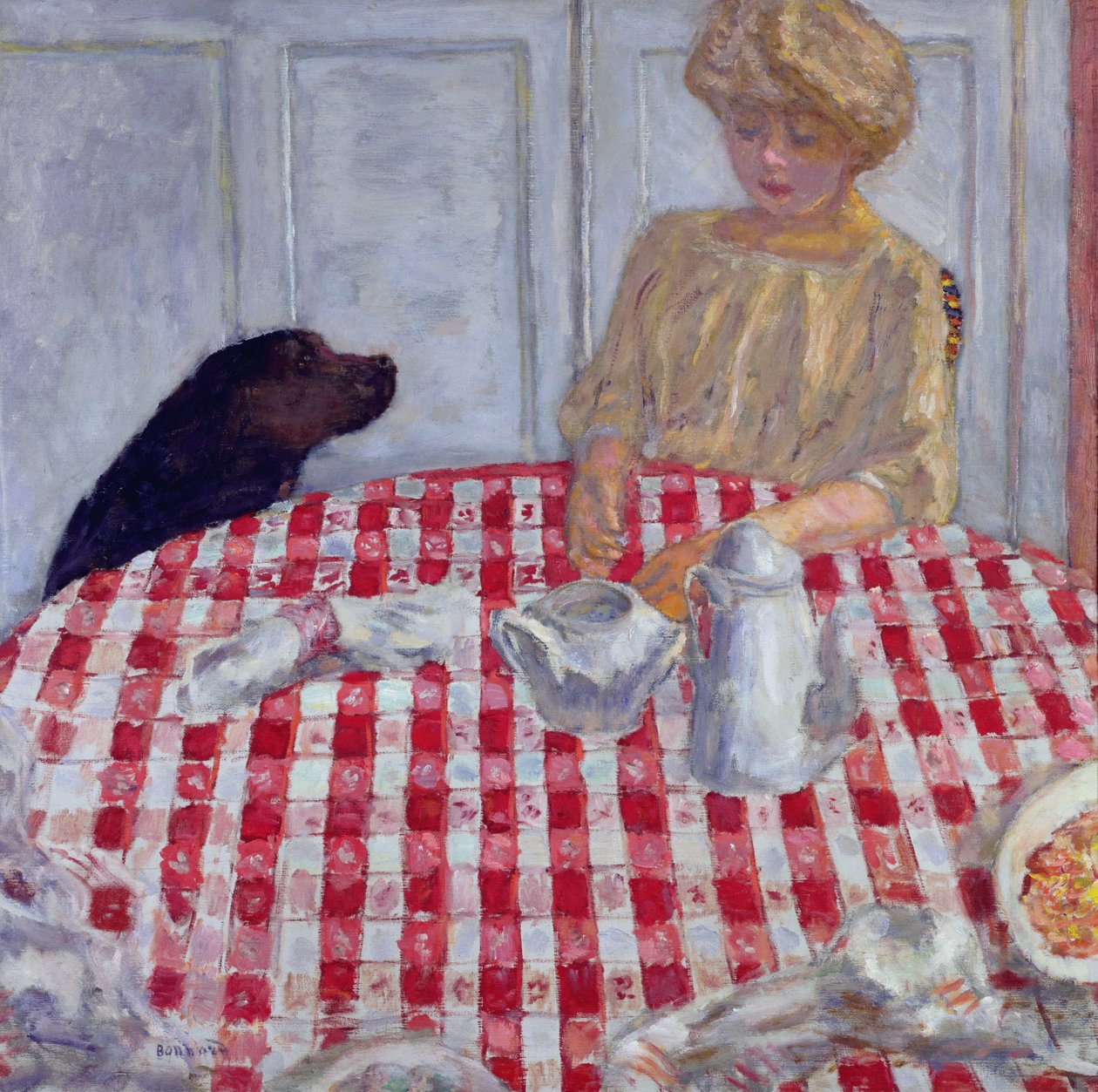 Das rot karierte Tischtuch, oder Das Hundefutter, 1910 von Pierre Bonnard