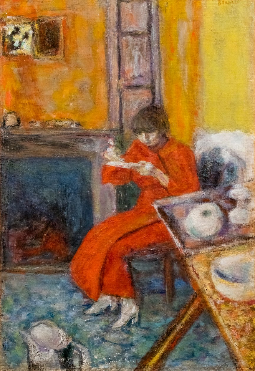 Frau im roten Bademantel von Pierre Bonnard
